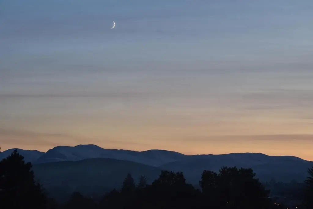 a view of the mountains at sunset at Grantown Caravan Park in Grantown on Spey