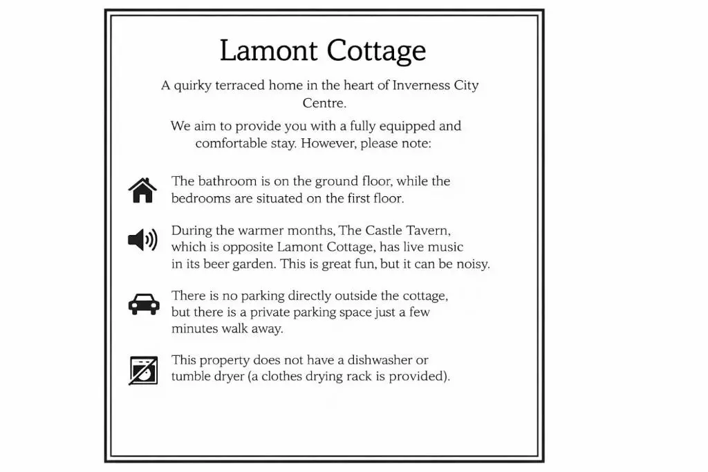 a sign for a library turned home in the heart of interest city at Lamont Cottage in Inverness