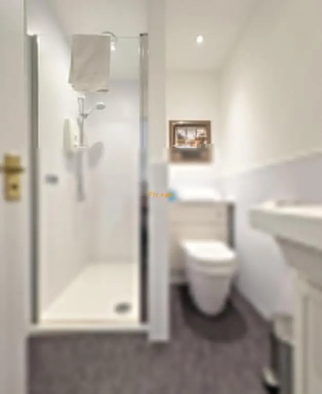 a bathroom with a shower and a toilet and a sink at Kilmore Farmhouse in Drumnadrochit