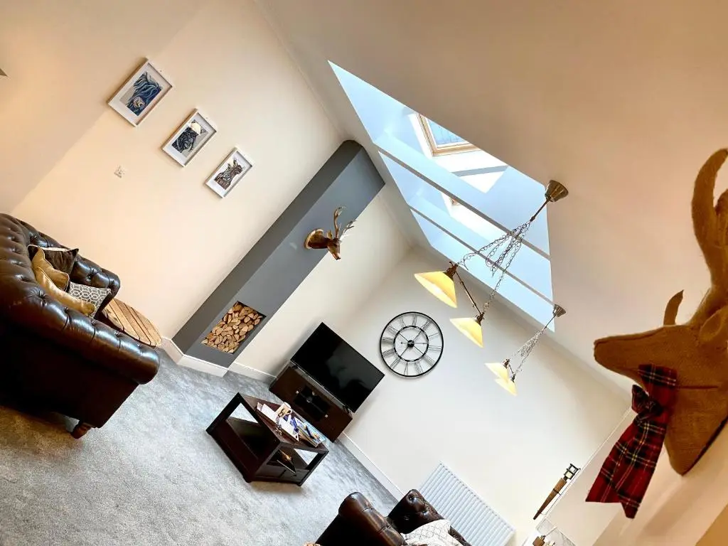 an overhead view of a living room with a ceiling at Serviced Accommodation Moray Lesmurdie House, Elgin - Free Parking, Free WiFi in Elgin