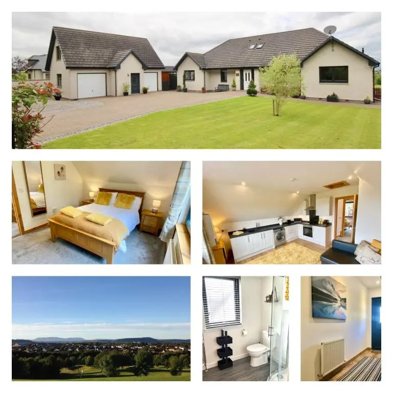 a collage of four pictures of a house at Brohar Annexe in Inverness