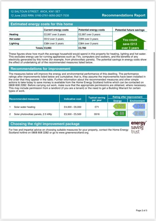 a screenshot of a webpage of a document at 2 Bedroom Townhouse on NC500, Wick, Highland in Wick