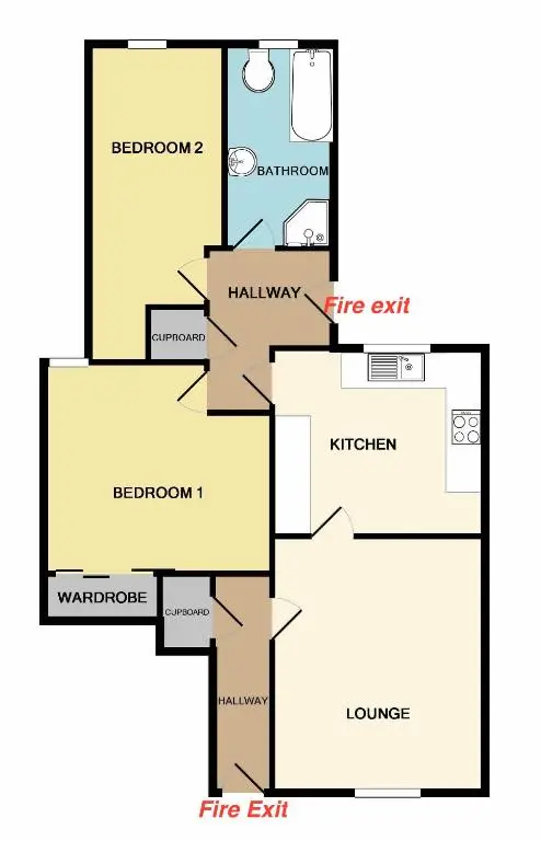 a floor plan of a house at Newly Refurbished 2 Bedroom flat on NC500 route in Wick
