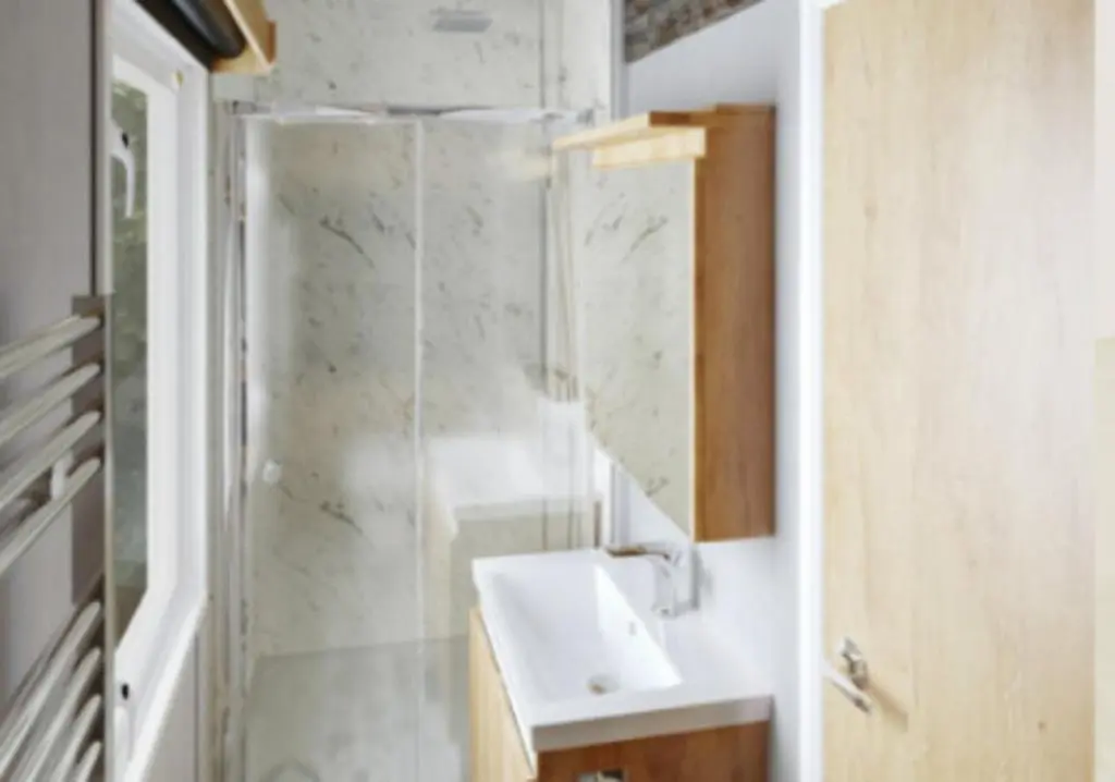 a bathroom with a sink and a shower at Self-catering Lodge Inverness - Sleeps 4 in Inverness