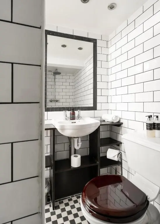 a bathroom with a toilet and a sink and a mirror at 50TheHighstreet by The House of Danu in Kingussie