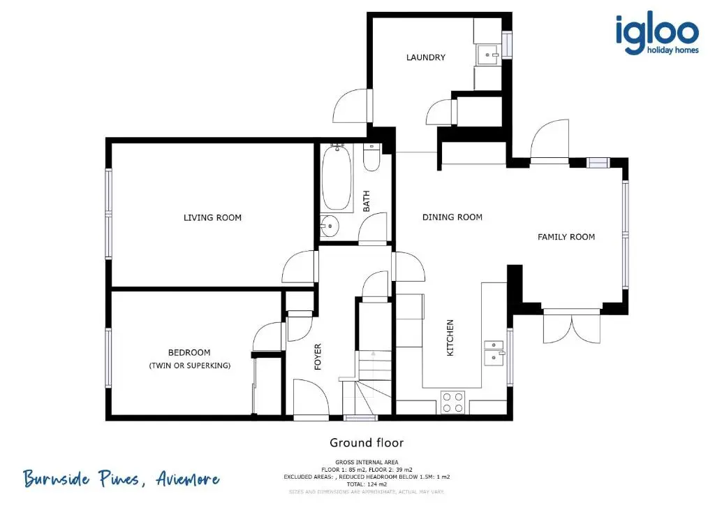 a floor plan of a house at Burnside Pines in Aviemore