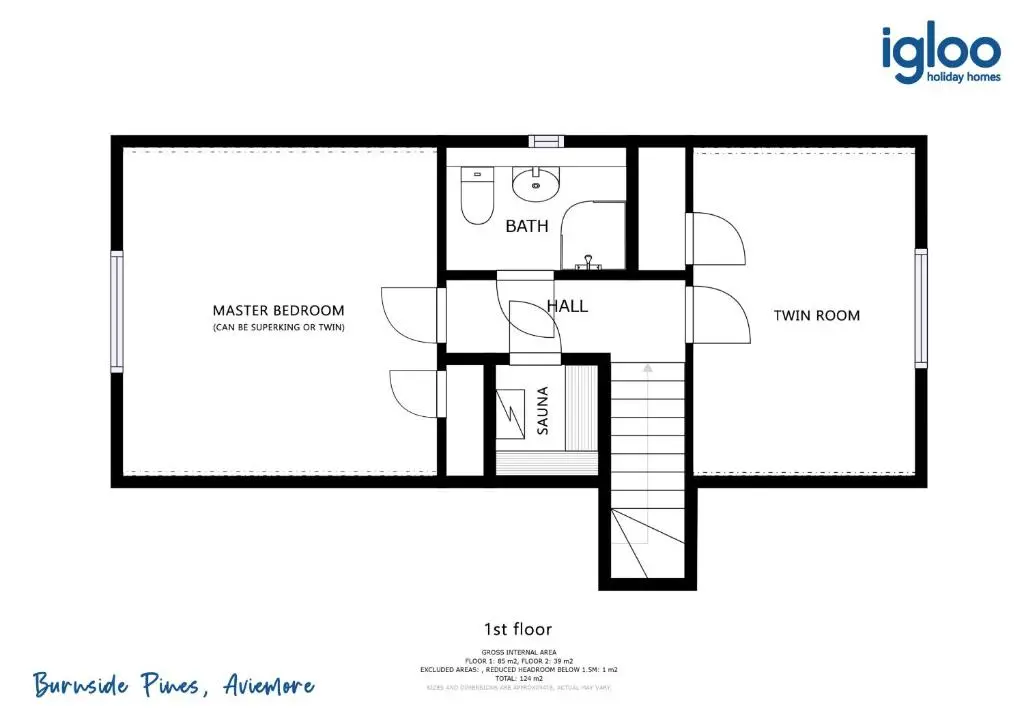 a floor plan of a house at Burnside Pines in Aviemore
