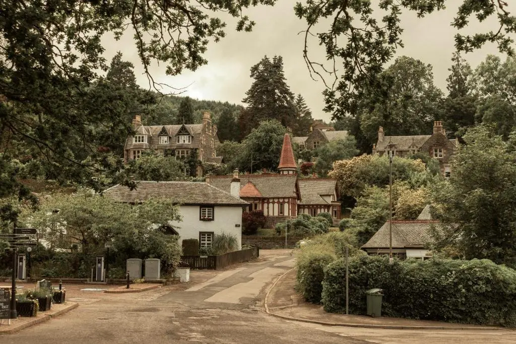 an old photo of a village with houses at No 4 the Highlands in Strathpeffer
