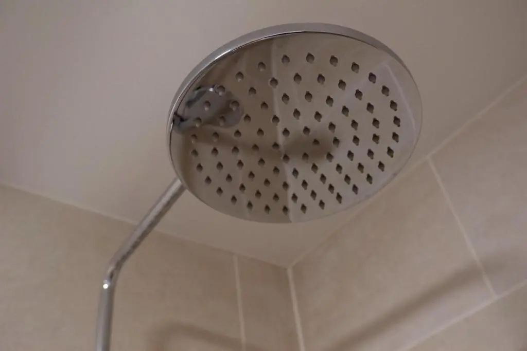 a shower head on the ceiling of a bathroom at No 7 Quiet, two bedroom Ground Floor Flat in Tornagrain Great for early Airport departures or late flights in Dalcross