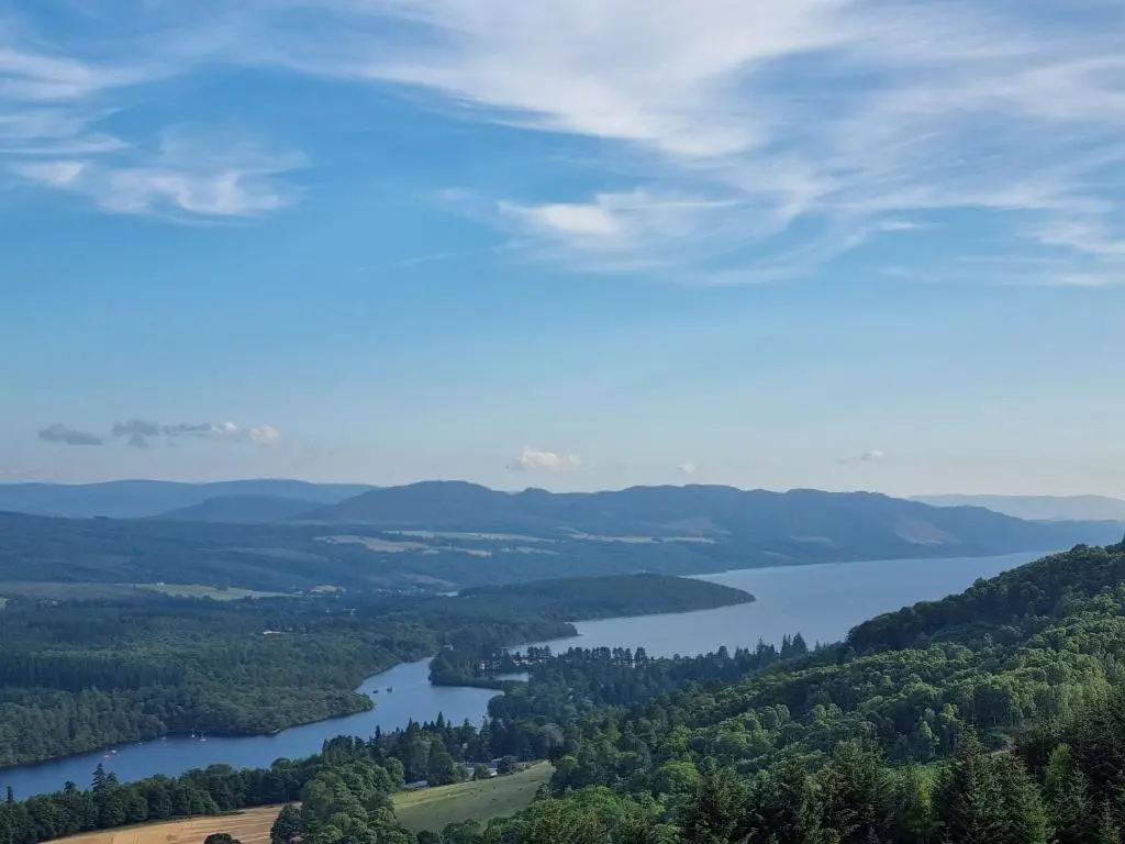 a view of a large lake in the distance at Rose Cottage City Centre in Inverness