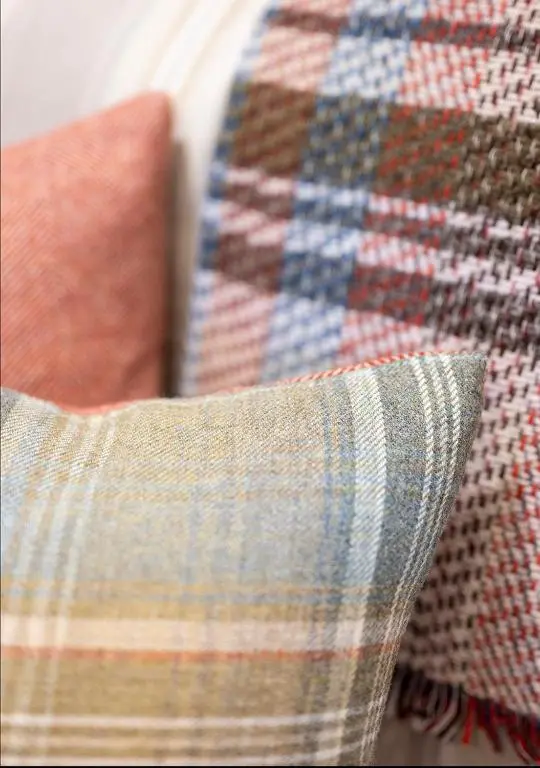 a close up of a pillow on a couch at The Hideaway in Inverness