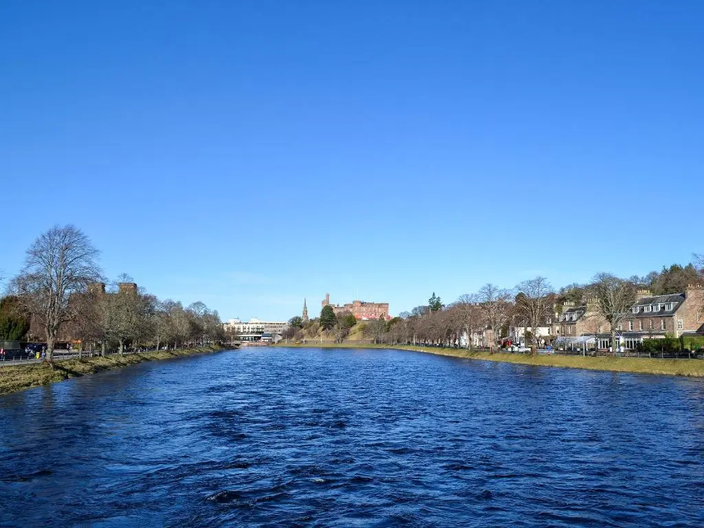 a view of a river from a bridge at Ness-Side Apartment in Inverness