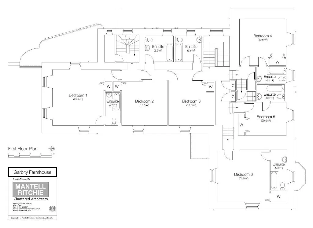 a floor plan of a house at Garbity Farmhouse - beautiful 6-bedroom Farmhouse with open fires in Fochabers