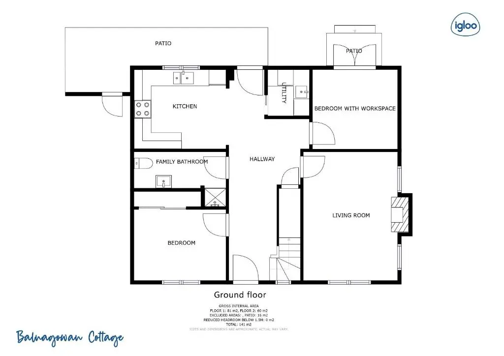 a floor plan of a house at Balnagowan Cottage in Nethy Bridge