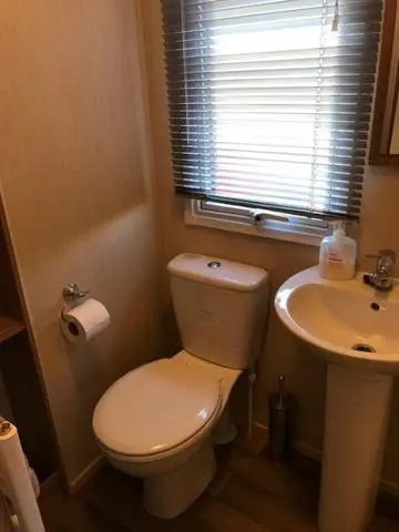 a bathroom with a toilet and a sink at Summer Breeze in Aviemore