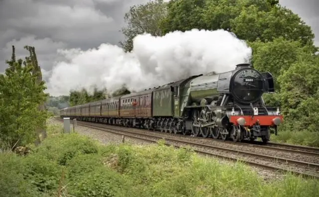 a steam train is traveling down the tracks at Stag's Hide in Aviemore